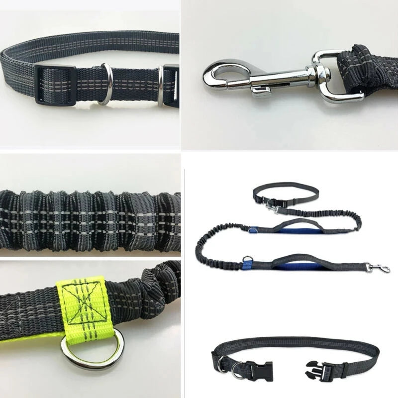 Pet Dog Cat Leash Traction Rope Reflective Adjustable Hand Free Dog Waist Belt Freely Jogging Pull Dog Leash Metal D-Ring Leashe